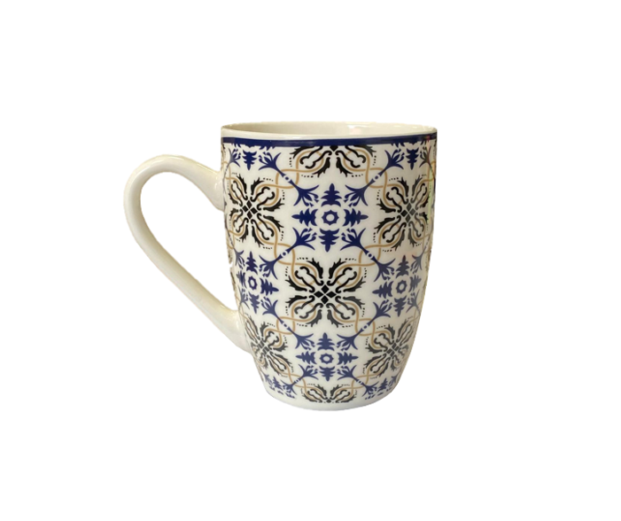 Ceramic Tea Coffee Mug With Patterned Printed Design 8.3 X 10.5Cm Assorted Colours  (Parcel Plus Rate)