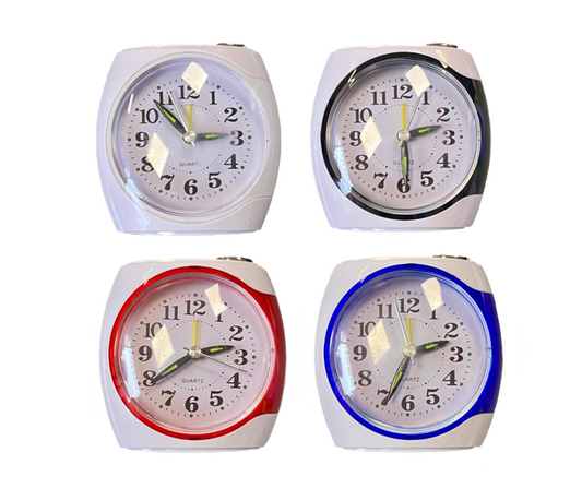 Plastic Analogue Alarm Clock Assorted Colours