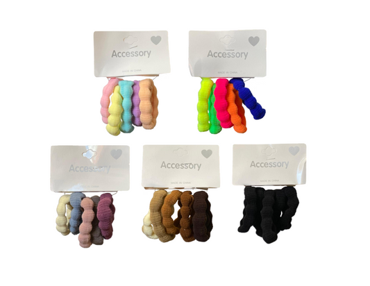 Hair Bobble Elastic Tie Pack Of 5 Assorted Colours