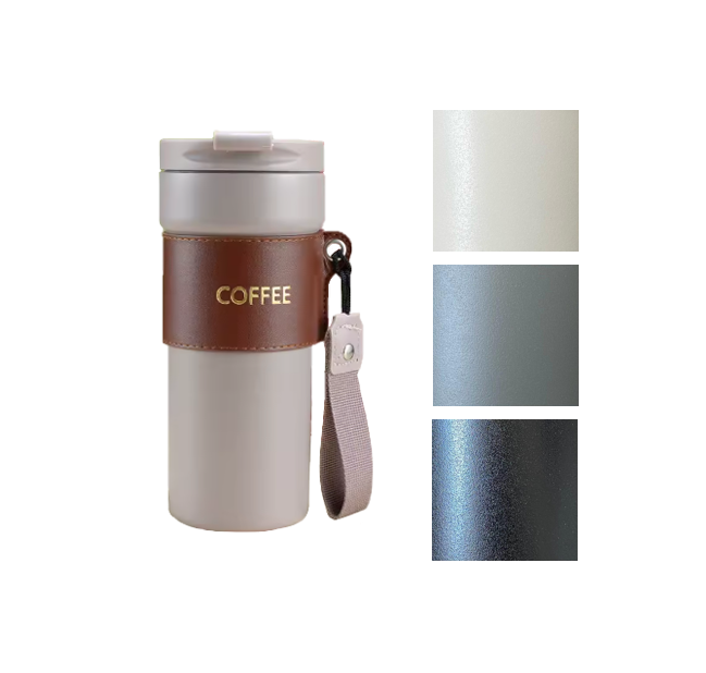 Stainless Steel Coffee Travel Thermos Flask Tumbler With Cup Sleeve 450Ml Assorted Colours