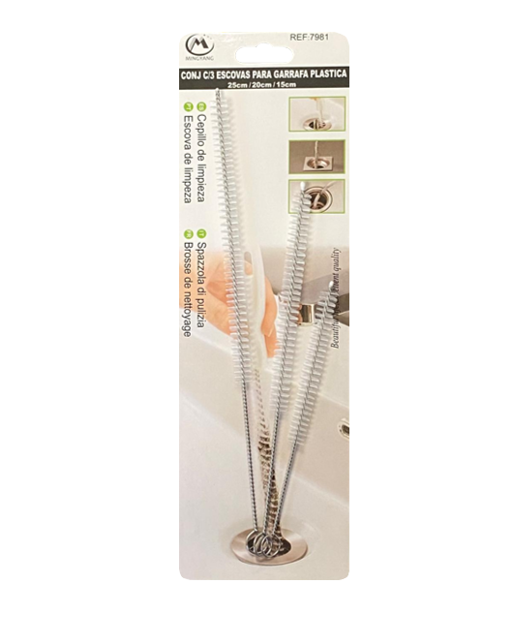 Fle x ible Sink Straw Pipe Cleaning Brush Set Of 3 Assorted Sizes