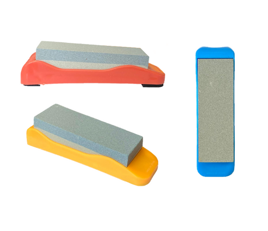 Rectangular Knife Sharpening Stone Water Whetstone With Plastic Holder Assorted Colours