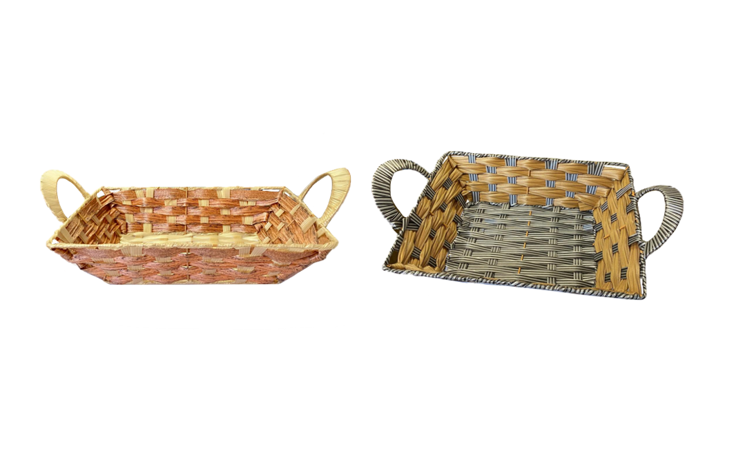 Rectangular Woven Fruit Gift Basket With Handles 29.5 X 23 X 7Cm Assorted Colours