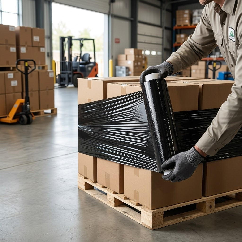 Heavy Duty Black Pallet Parcel Stretch Shrink Wrap Roll