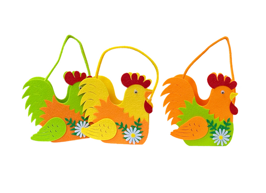 Small Felt Gift Bag Easter Chicken Design Assorted Colours