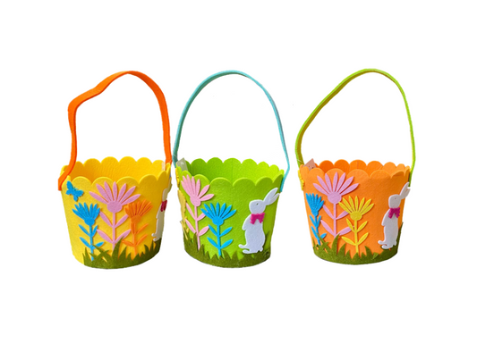 Small Felt Gift Bag Easter Basket Design Assorted Colours