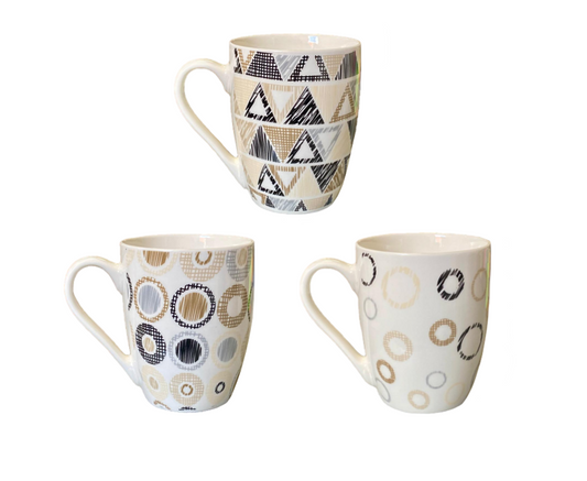 Ceramic Tea Coffee Mug With Abstract Print Assorted Designs (Parcel Plus Rate)