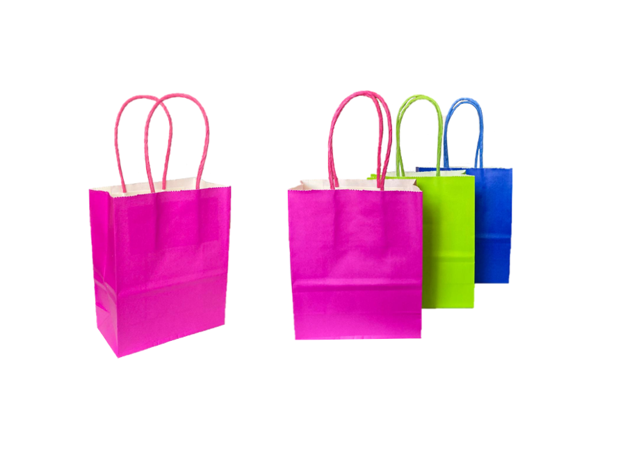 Solid Colour Paper Gift Bag Extra Small 12 X 6 X 15Cm Assorted Colours