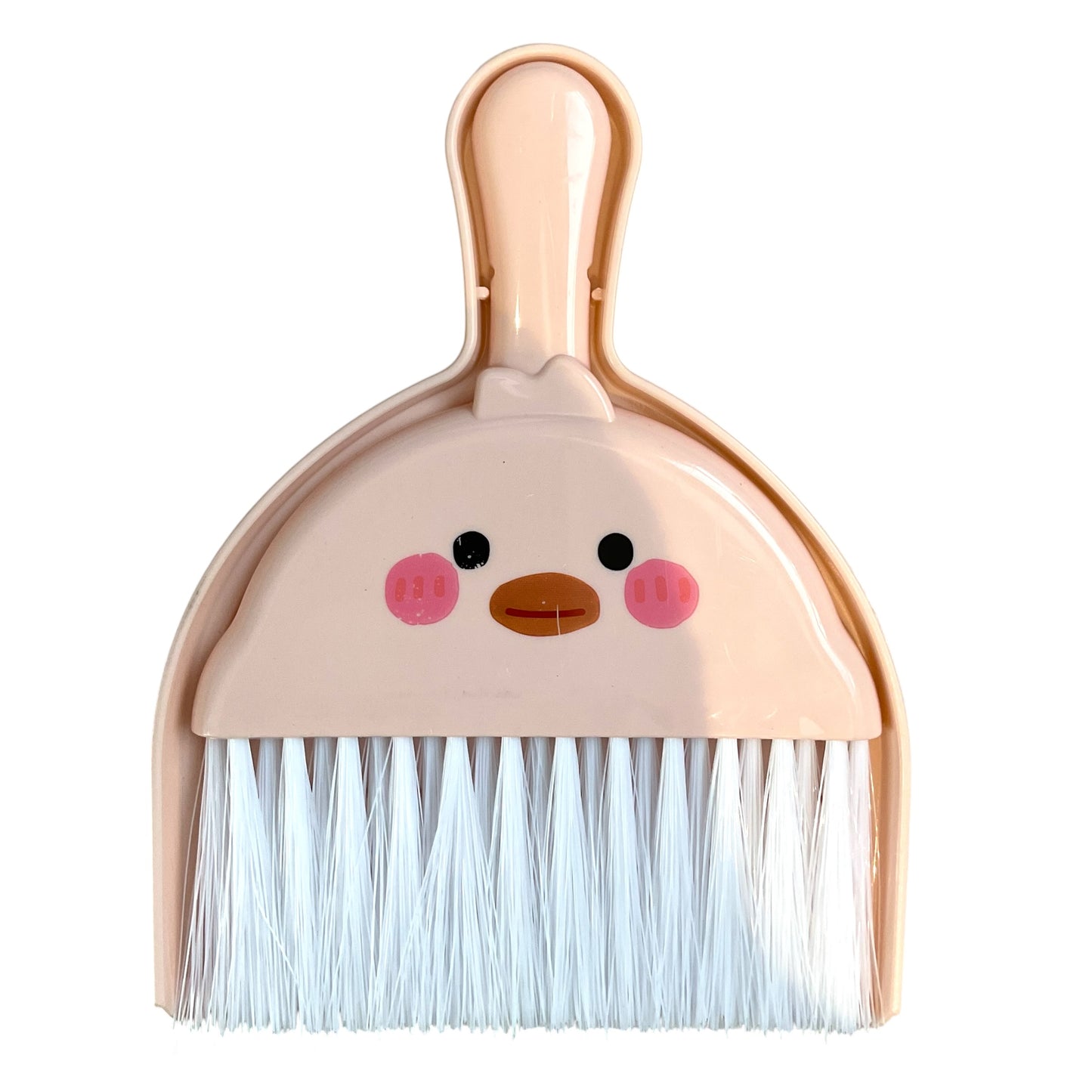 Mini Dustpan & Brush Set with Cute Face - Pink