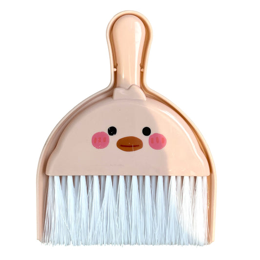 Mini Dustpan & Brush Set with Cute Face - Pink