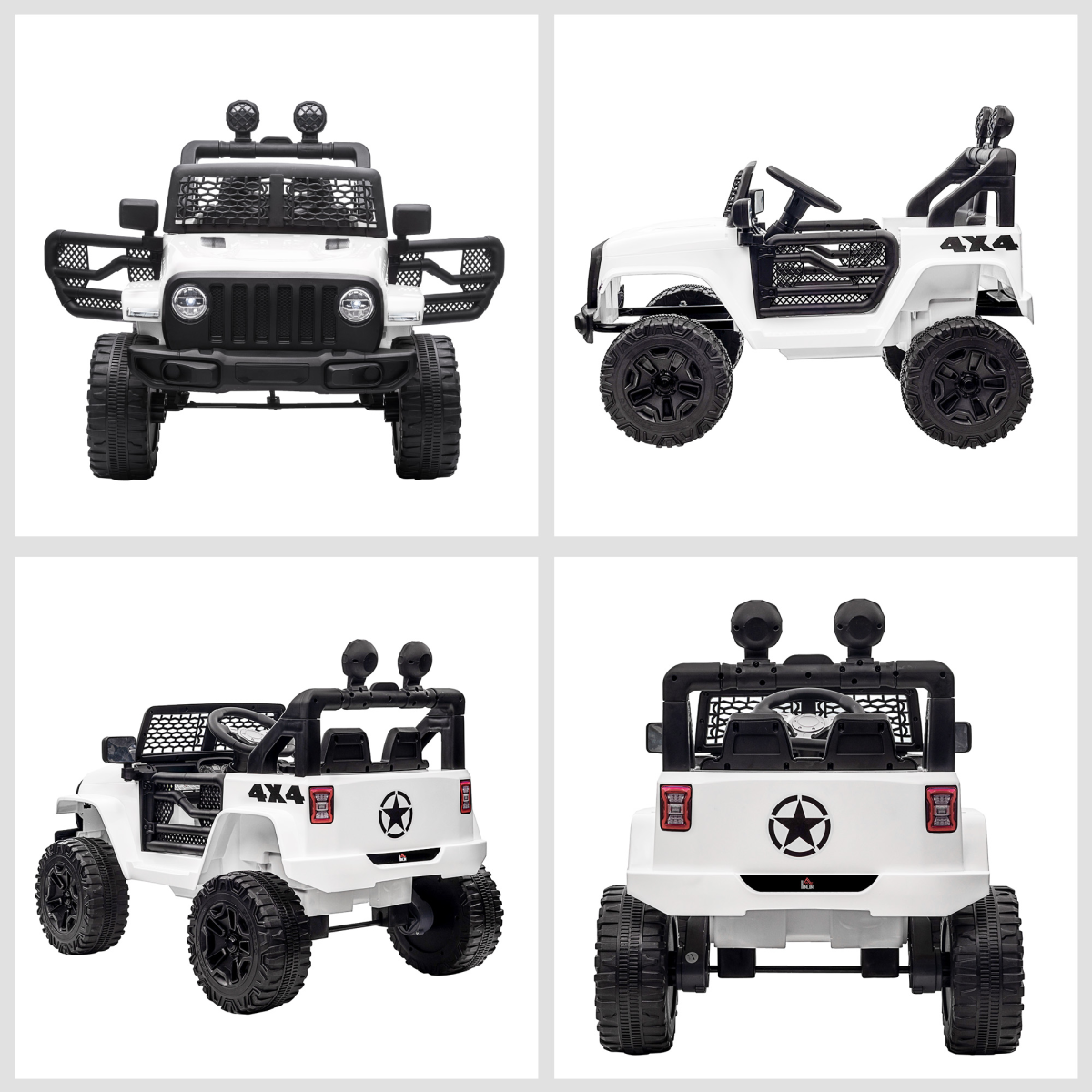 12V Kids Electric Ride On Car Truck Off-road Toy Remote Control White HOMCOM