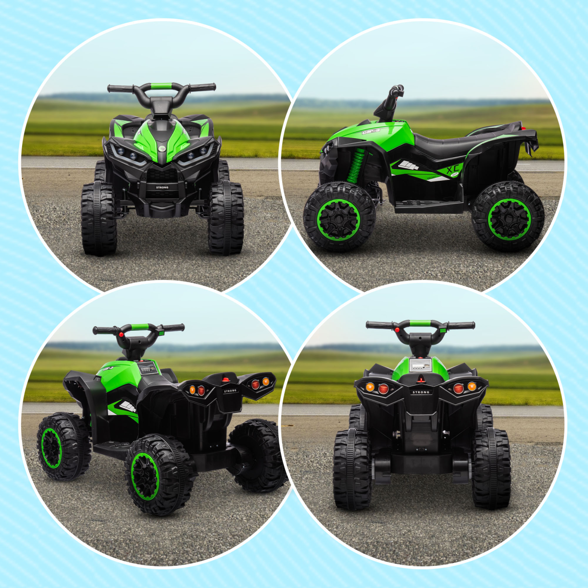 12V Electric Quad Bike for Kids Ride On Car ATV Toy for 3-5 Years Green