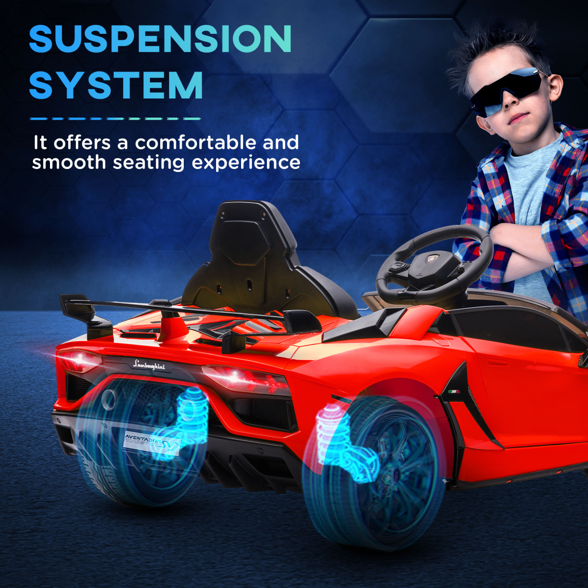 Lamborghini Aventador Licensed 12V Kids Electric Ride On Car - Red
