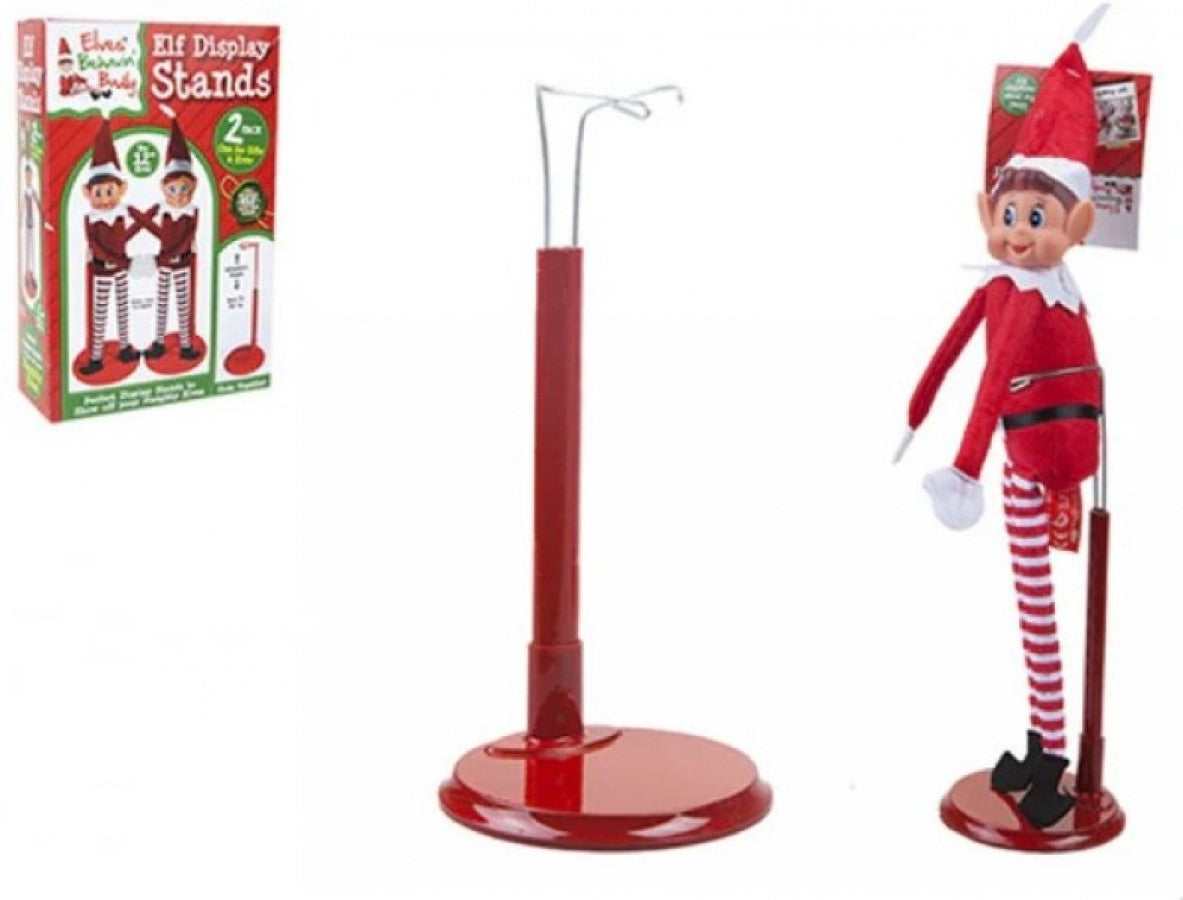 2Pce Adjustable Stand For 12" Elf Dolls In Printed Box