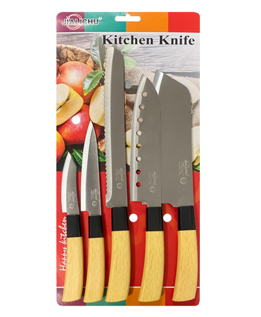 Steel Kitchen Knife With Plastic Handle Set Of 5