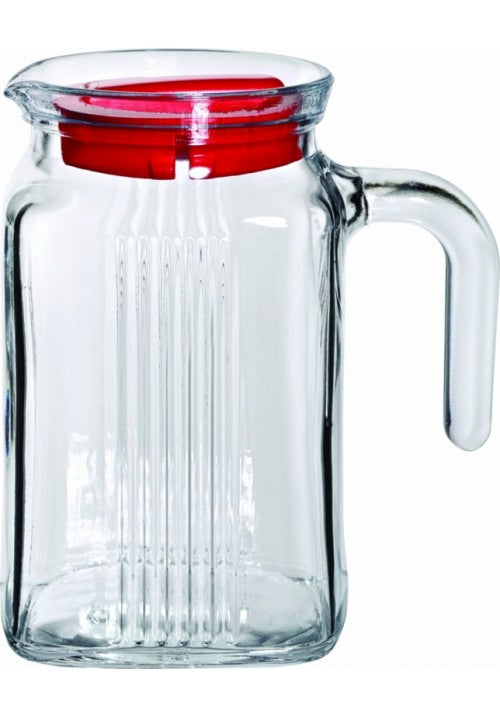 Pb Frigo Glass Water Jug With Red Lid 600Ml (Parcel Plus Rate)