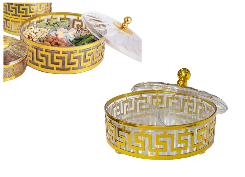 Round Plastic Dry Fruit Nut Sweets Display Storage Container With Lid 20 X 7Cm Assorted Colours