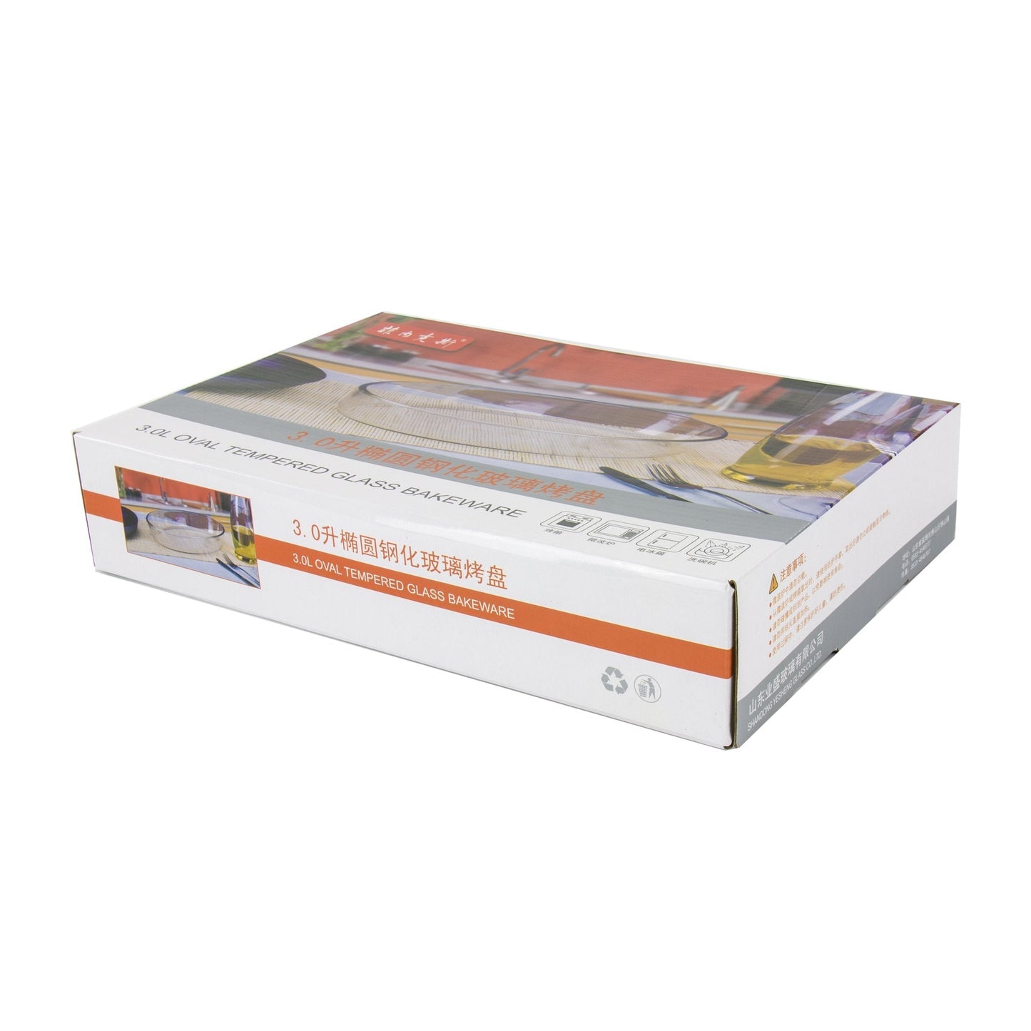 Glassware Roaster Tempered Oval Baking Cooking Tray Dish 3 Litre 35 x 24 x 6.5cm 8039