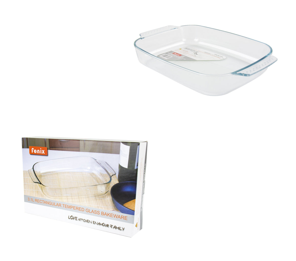 Durane Rectangular Tempered Glass Oven Roasting Tray 3L (Parcel Plus Rate)