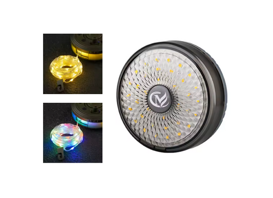 2 In 1 Retractable Usb Camping Light And Fairy String Lights On Wind Up Roll Assorted Colours