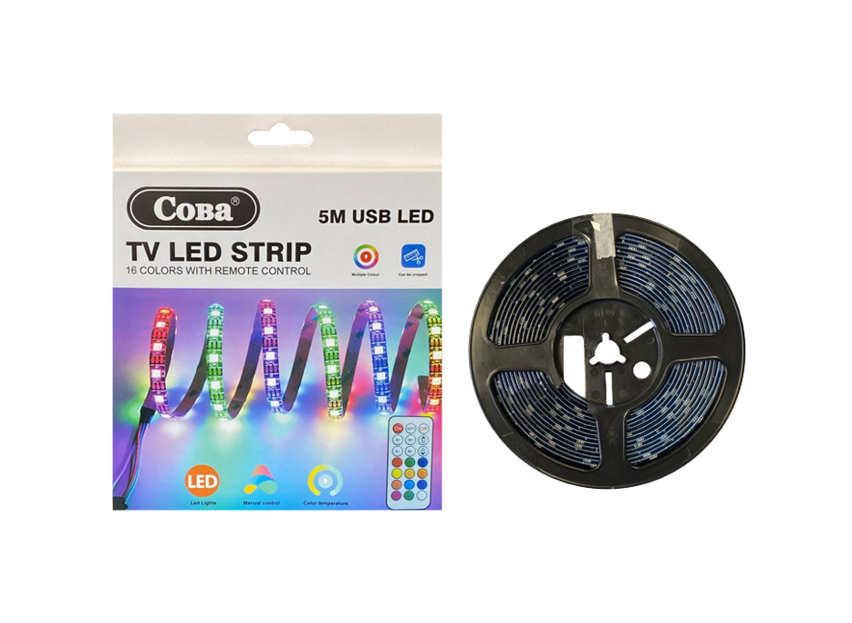 Adhesive Multicolour Indoor Tv Usb Led Strip With Remote 5M