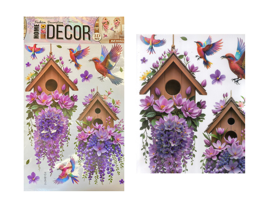 Room Decor 3D Effect Wall Stickers Bird Floral Assorted Designs