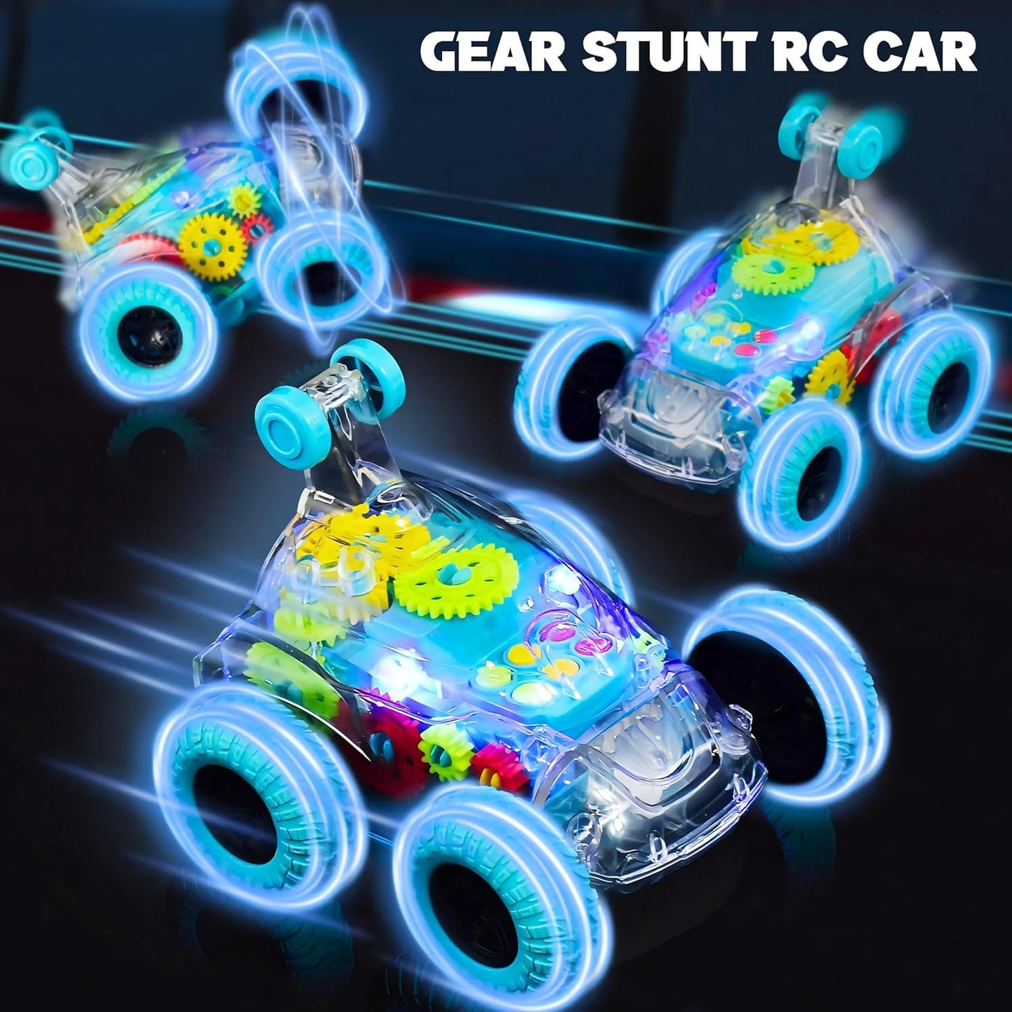 Remote Control Stunt Car, 360° Rotation Flip Vehicle Toy With Colourful LED Light & Music, 2.4 GHz