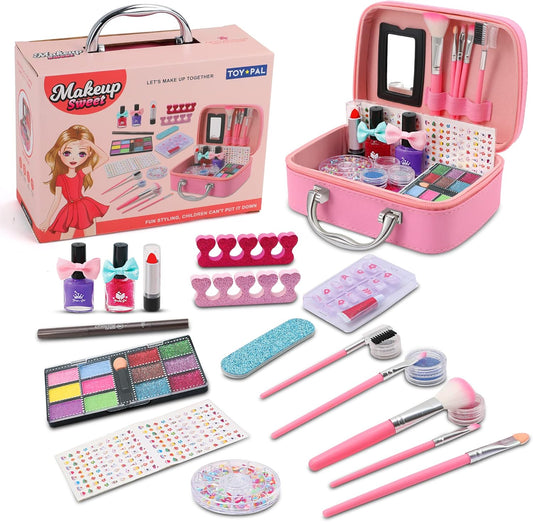 Girls 21 Piece Pretend play Make Up Suitcase Vanity Case Set with Nail Dryer