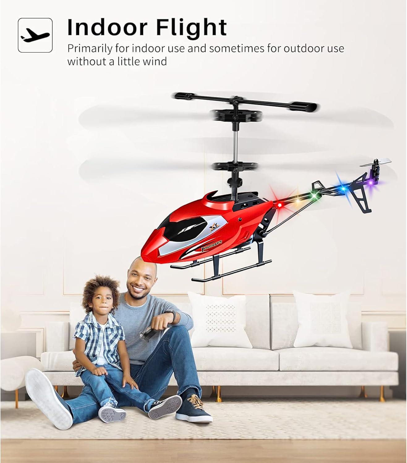 Remote Control Mini Helicopter 3.5CH with Gyro Altitude Hold Aircraft USB Rechargeable with LED Light - Available in 2 Colours