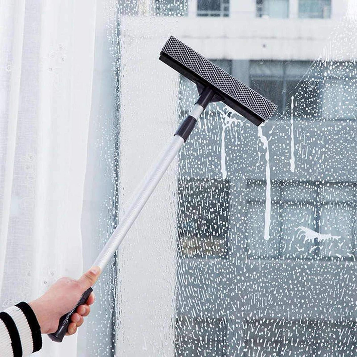 Dual Plastic Bathroom Window Wiper Squeegee and Sponge 61 cm 6972 A