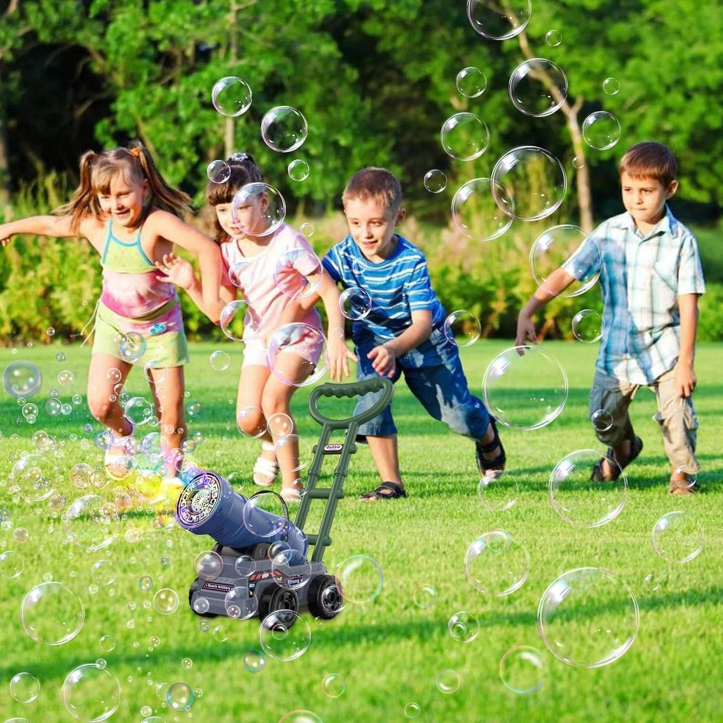 Electric Push Along Cannon Bubble Maker Toy