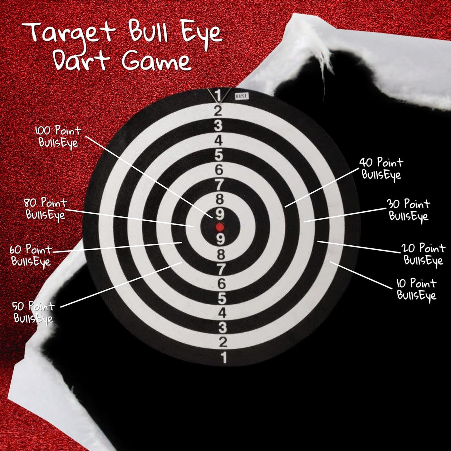 Full Size 17" Double Sided Dart Board with 6 Darts Complete Set plus Reverse Side Archery Style Target