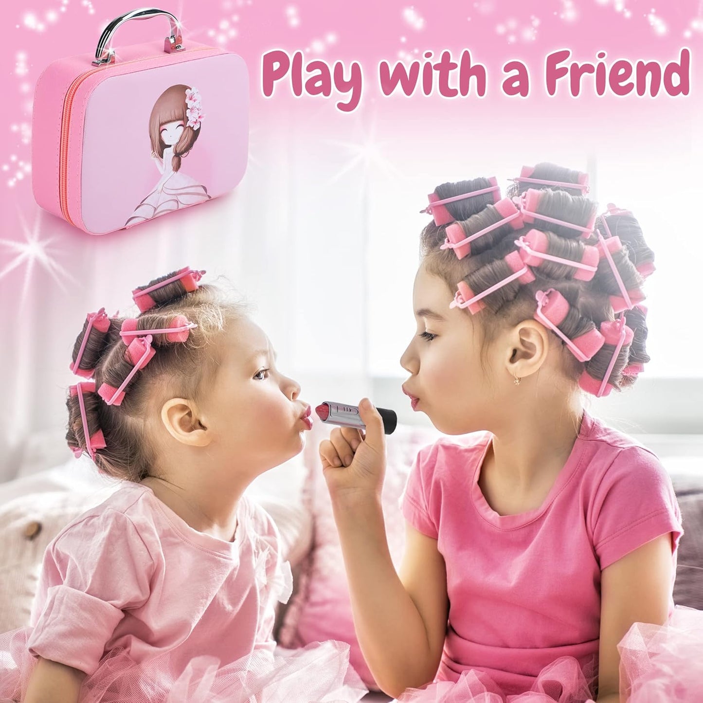 Girls 20 Piece Pretend play Make Up Suitcase Vanity Case Set
