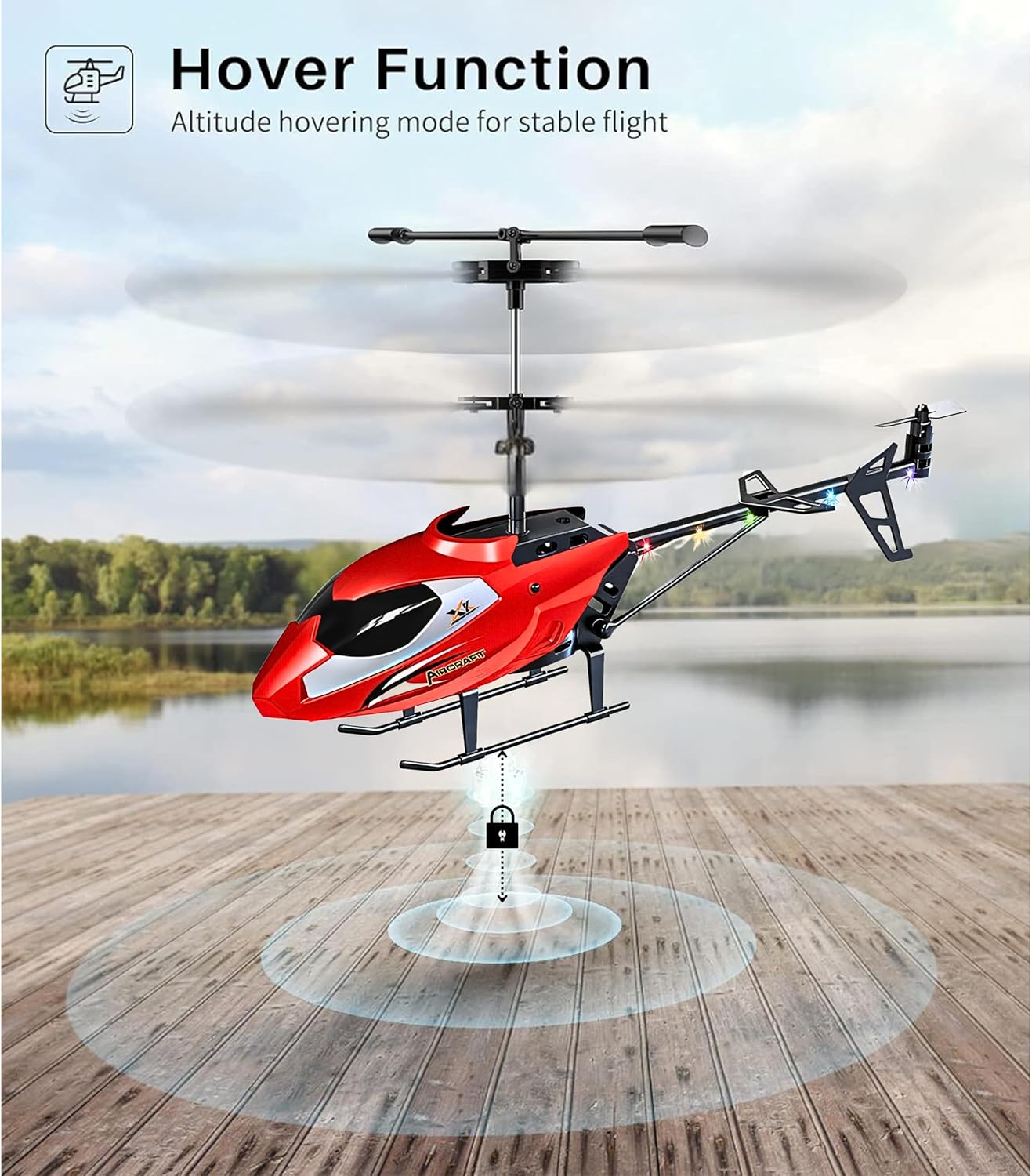 Remote Control Mini Helicopter 3.5CH with Gyro Altitude Hold Aircraft USB Rechargeable with LED Light - Available in 2 Colours