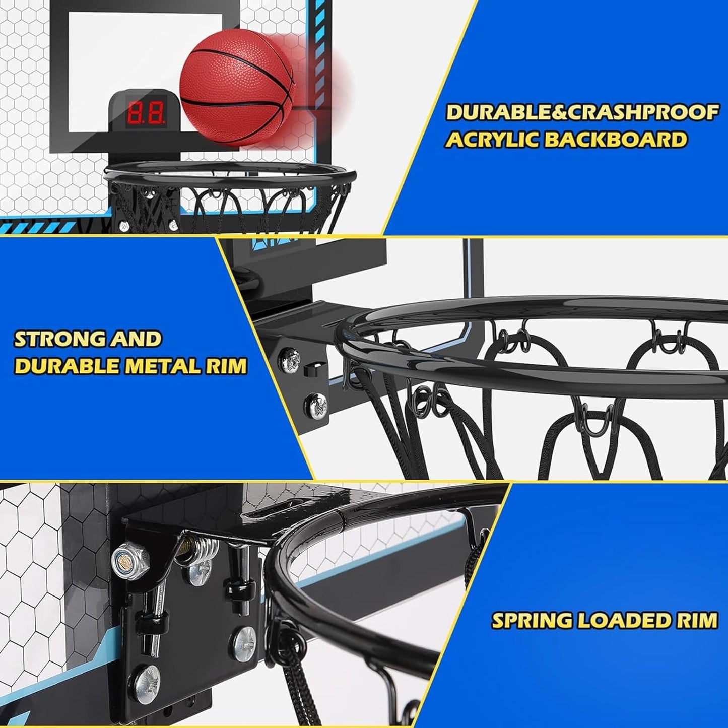 Basketball Indoor Mini Hoop Electric Scoreboard & Ball with Pump
