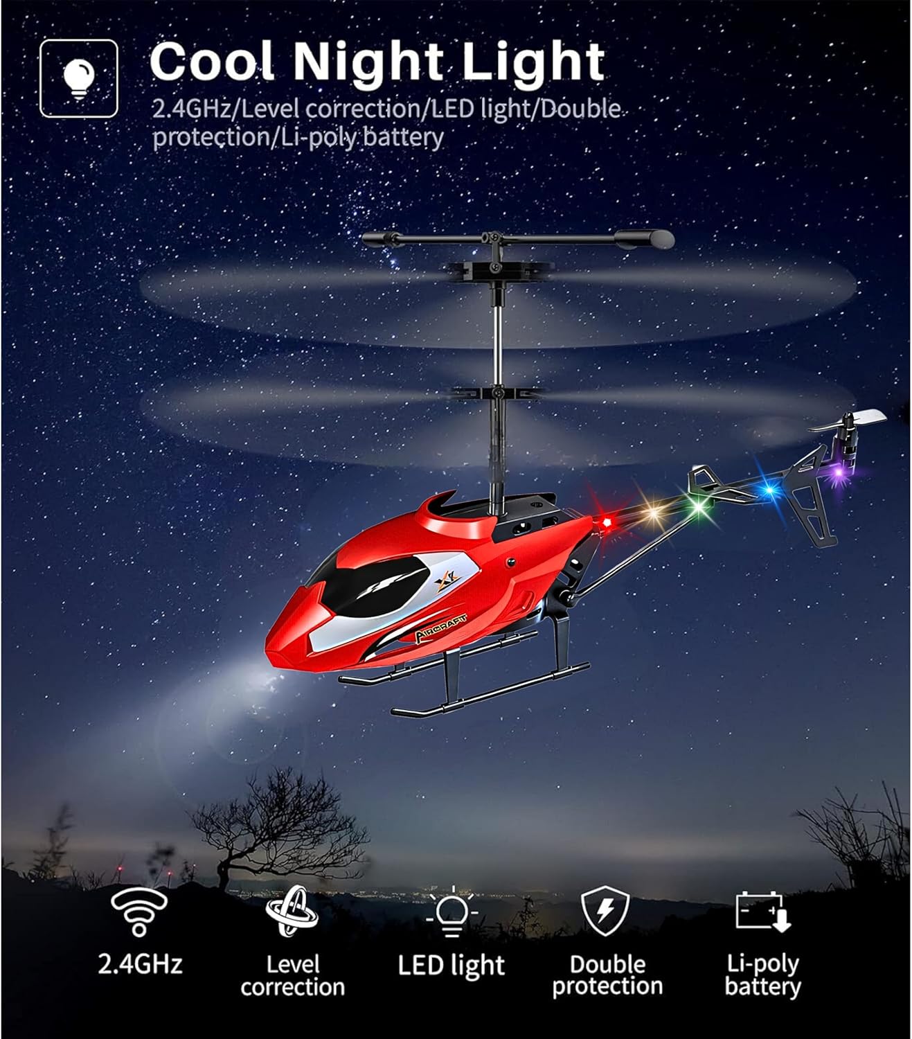 Remote Control Mini Helicopter 3.5CH with Gyro Altitude Hold Aircraft USB Rechargeable with LED Light - Available in 2 Colours