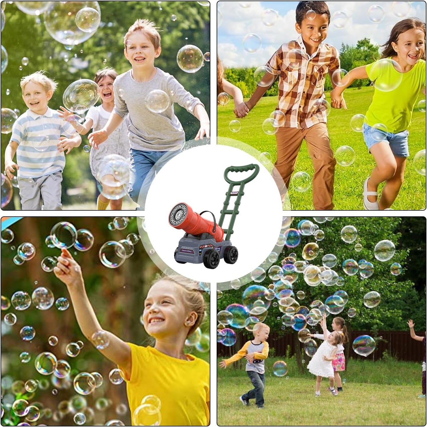 Electric Push Along Cannon Bubble Maker Toy