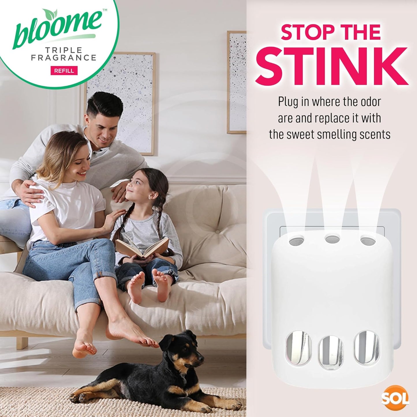 Bloome Air Freshener Triple Fragrance Oil Plug In Refill - White Lily / Rose / Tulip (3Volution Compatible)