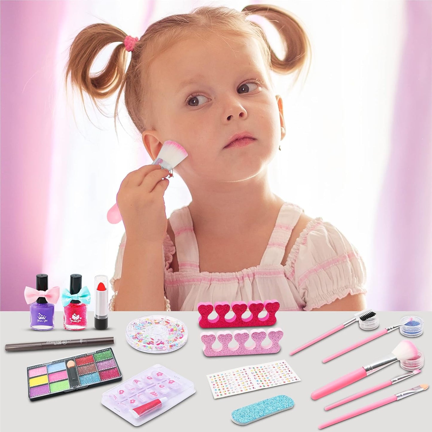 Girls 20 Piece Pretend play Make Up Suitcase Vanity Case Set