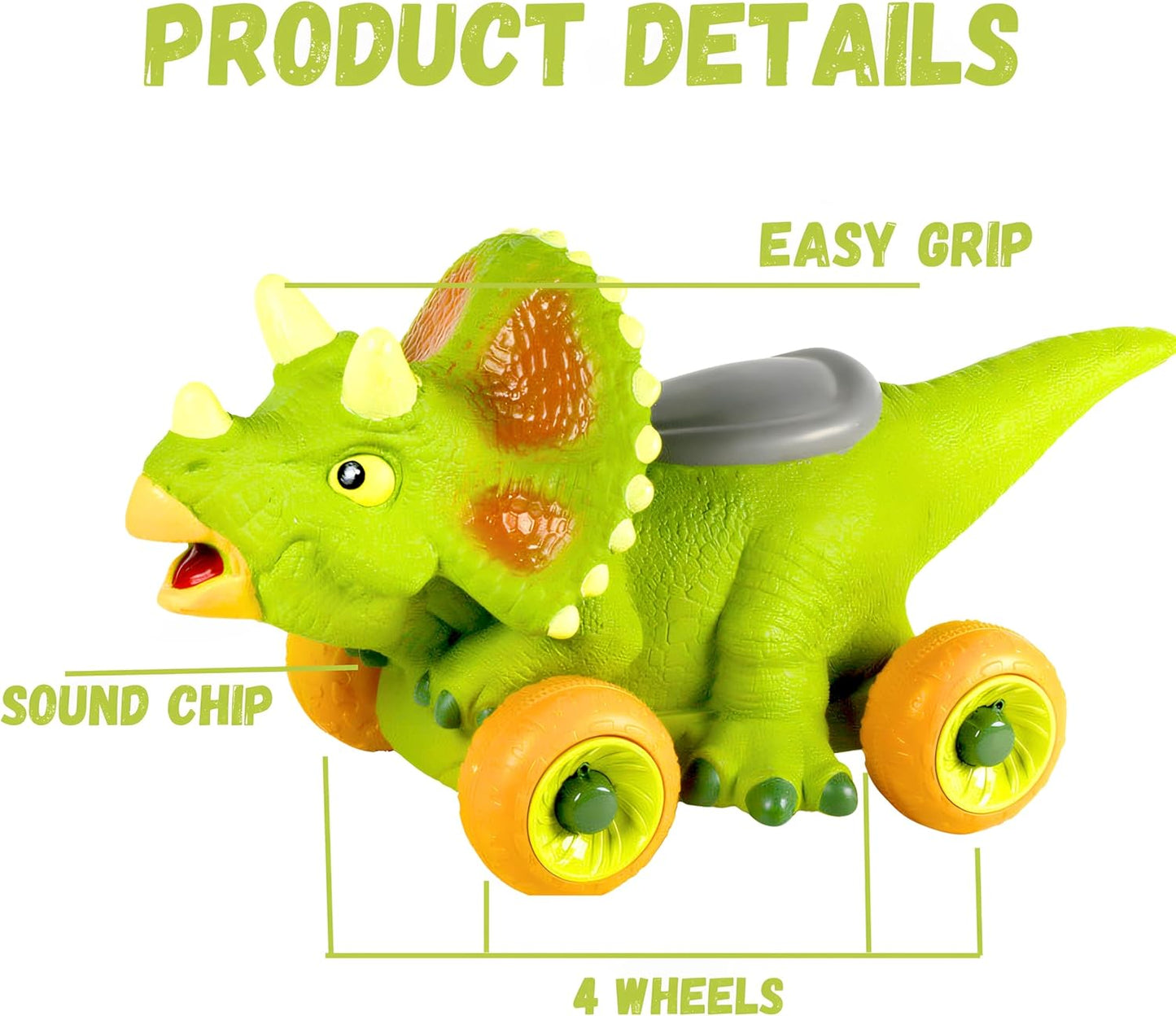 Triceratops Ride On Kids Toy With Wheels Push Along