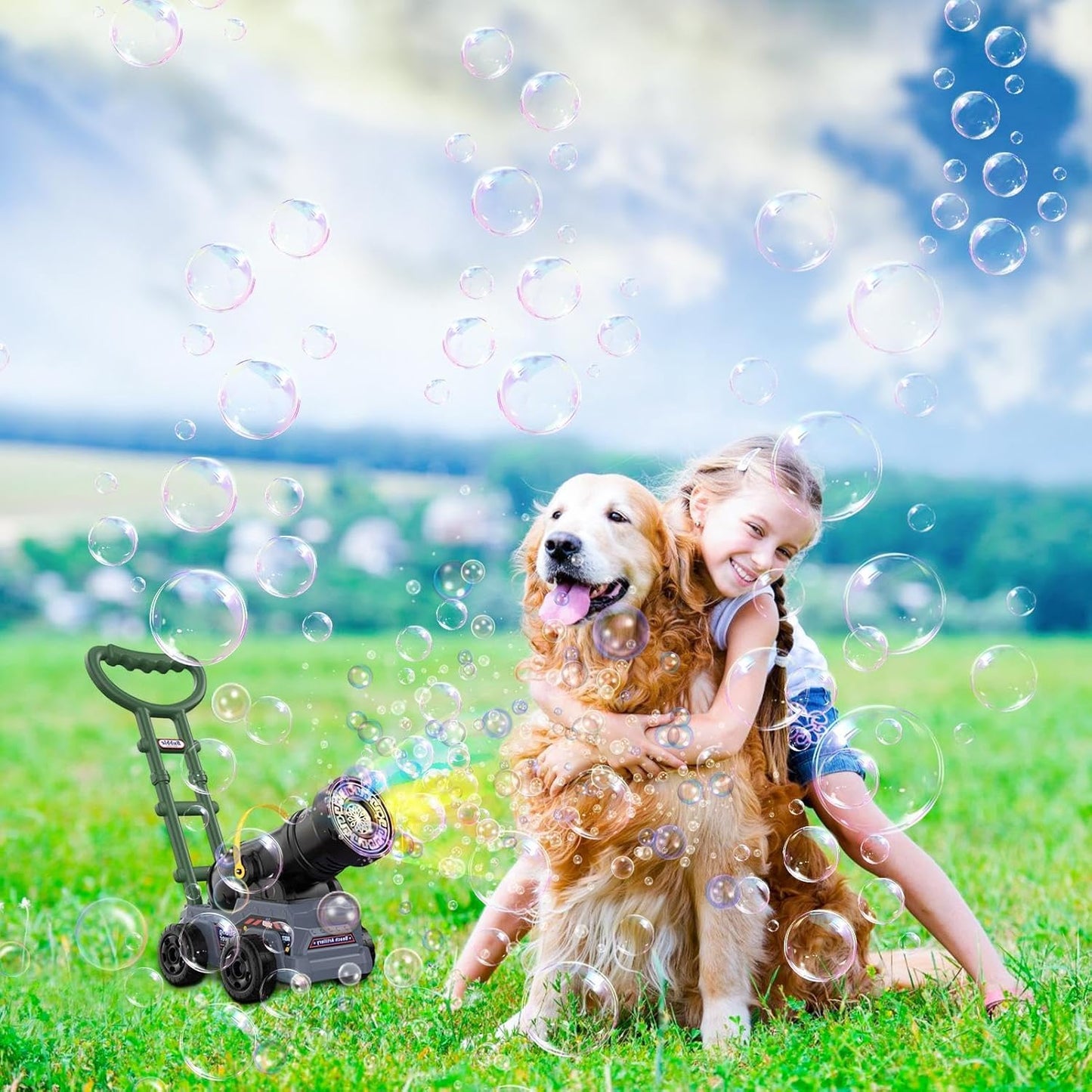 Electric Push Along Cannon Bubble Maker Toy