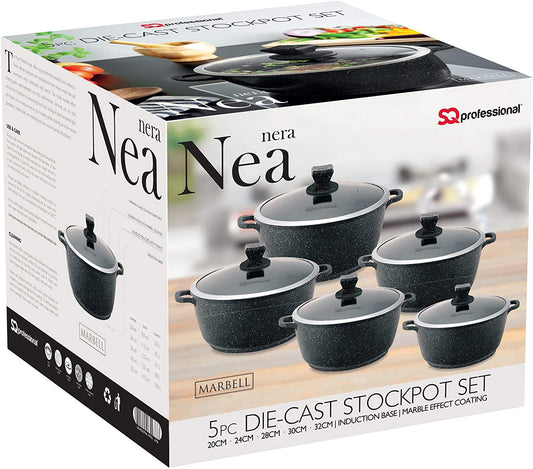 Nea Marbell Diecast Stockpot Set 5pc Nera 6758