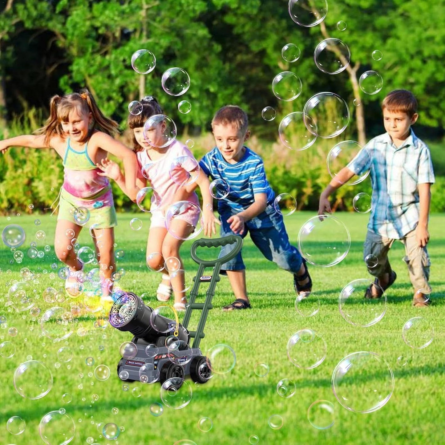 Electric Push Along Cannon Bubble Maker Toy