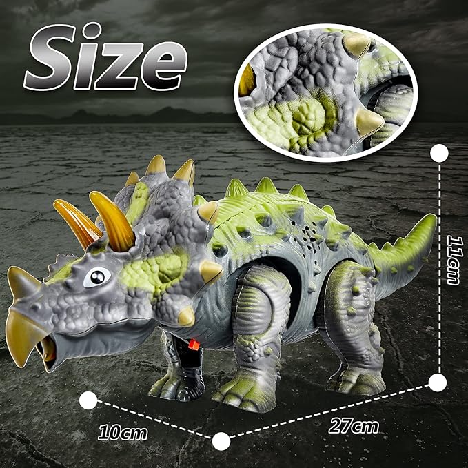Walking Dinosaur Triceratops Light Up Toy with Sounds