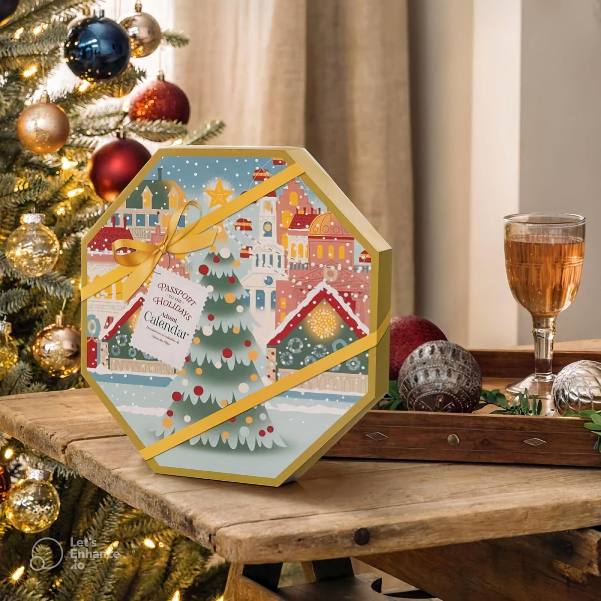 Yankee Candle Advent Calendar Wreath includes 24 Tea Lights & 1 Tea Light Holder - Passport to the Holidays Edition
