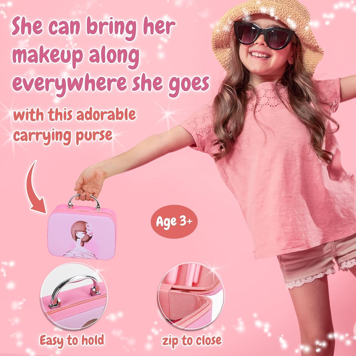 Girls 20 Piece Pretend play Make Up Suitcase Vanity Case Set