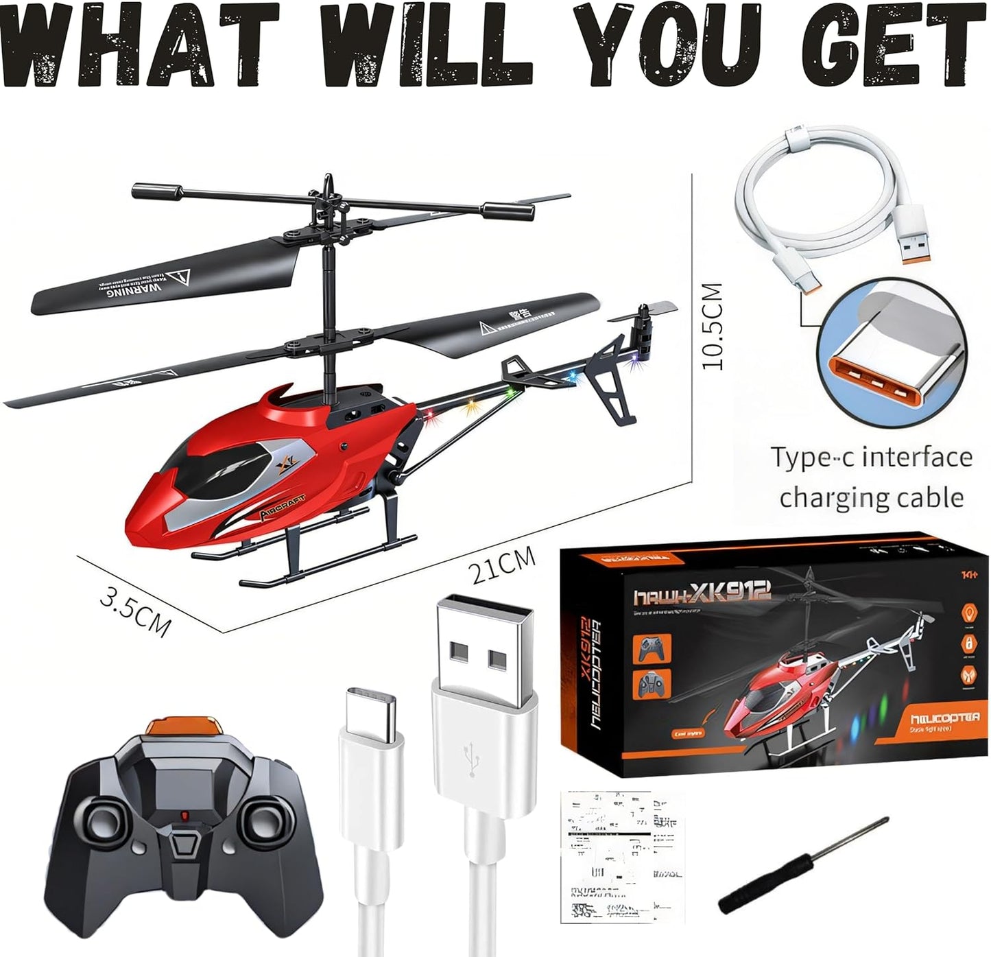 Remote Control Mini Helicopter 3.5CH with Gyro Altitude Hold Aircraft USB Rechargeable with LED Light - Available in 2 Colours