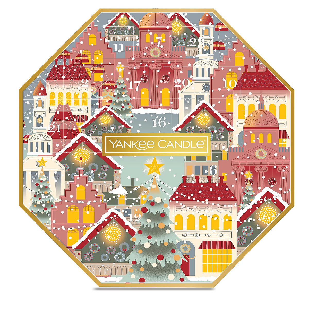 Yankee Candle Advent Calendar Wreath includes 24 Tea Lights & 1 Tea Light Holder - Passport to the Holidays Edition