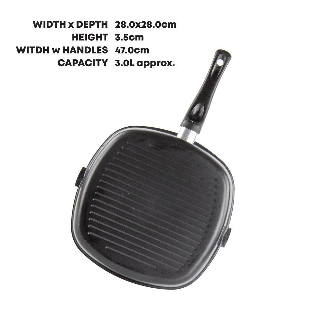 SQ Professional Ultimate Carbon Steel Non Stick Grill Pan Square 28 cm 8541 A