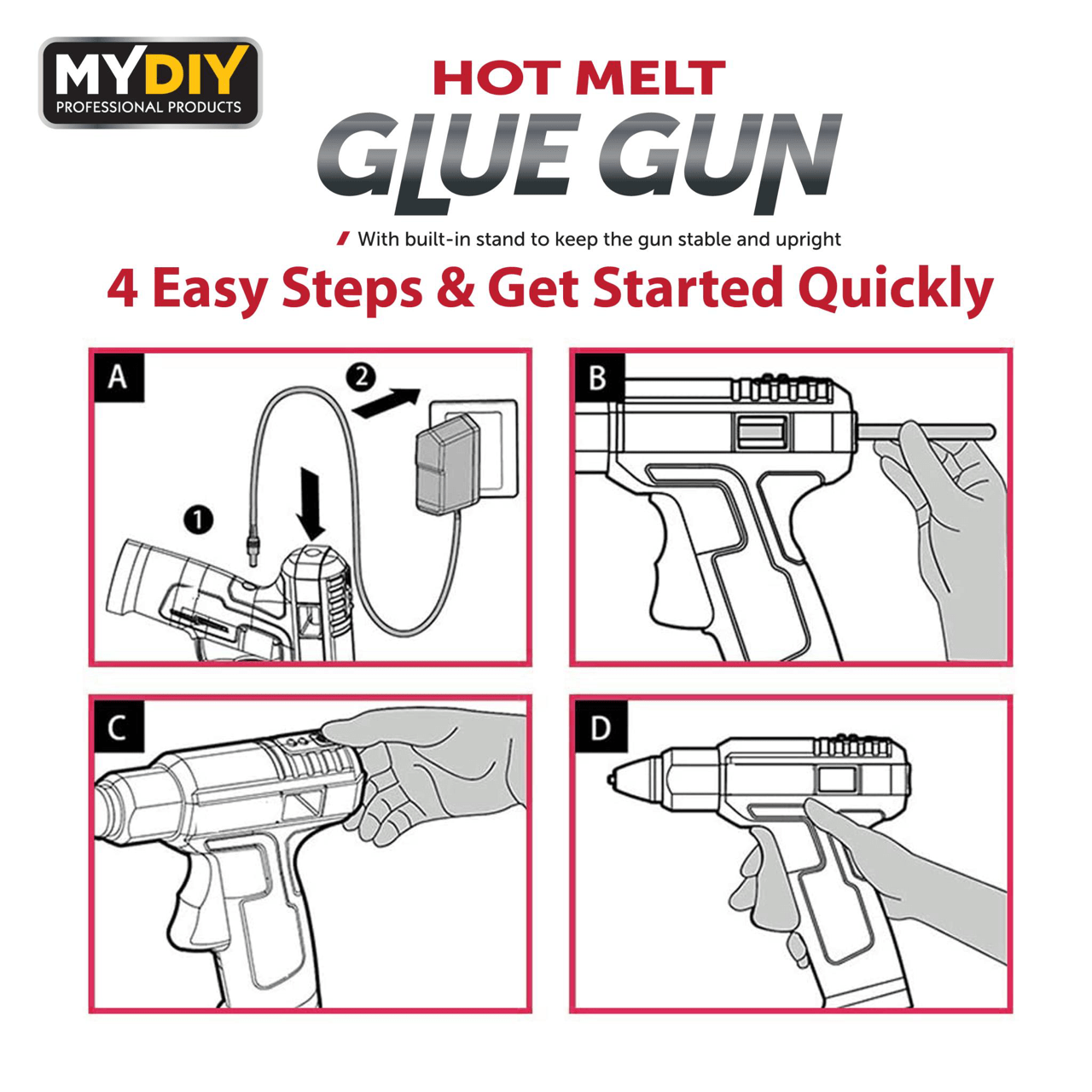 Hot Melt Glue Gun With Anti Drip Nozzle Inc 100 Glue Sticks 8601